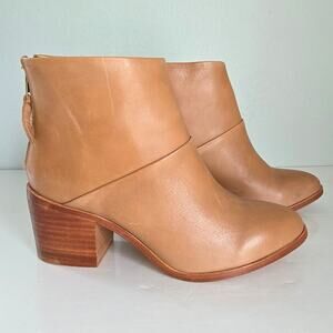 Nisolo Dari Heeled Boots Women's 7.5 Almond Leather Back Zip Casual Boho Western